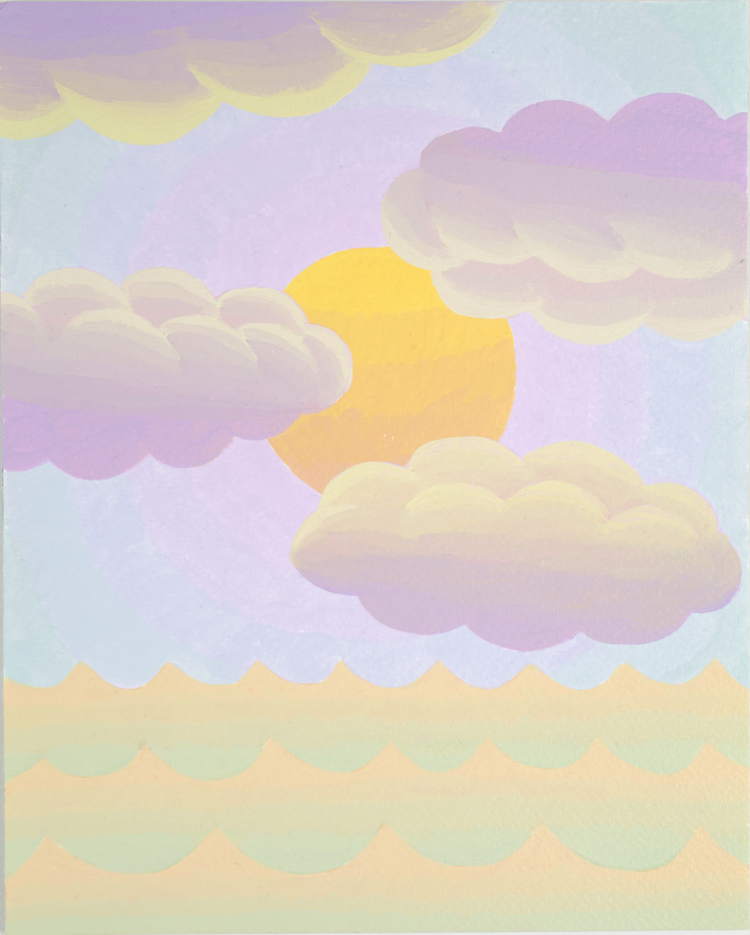 Amy Lincoln, Sun & Clouds Study (Cyan, Magenta, Peach), 2022