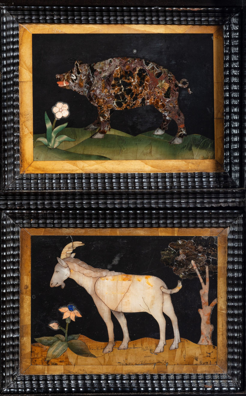 6844 17th Century Italian Ebony and Pietre Dure Table Cabinet