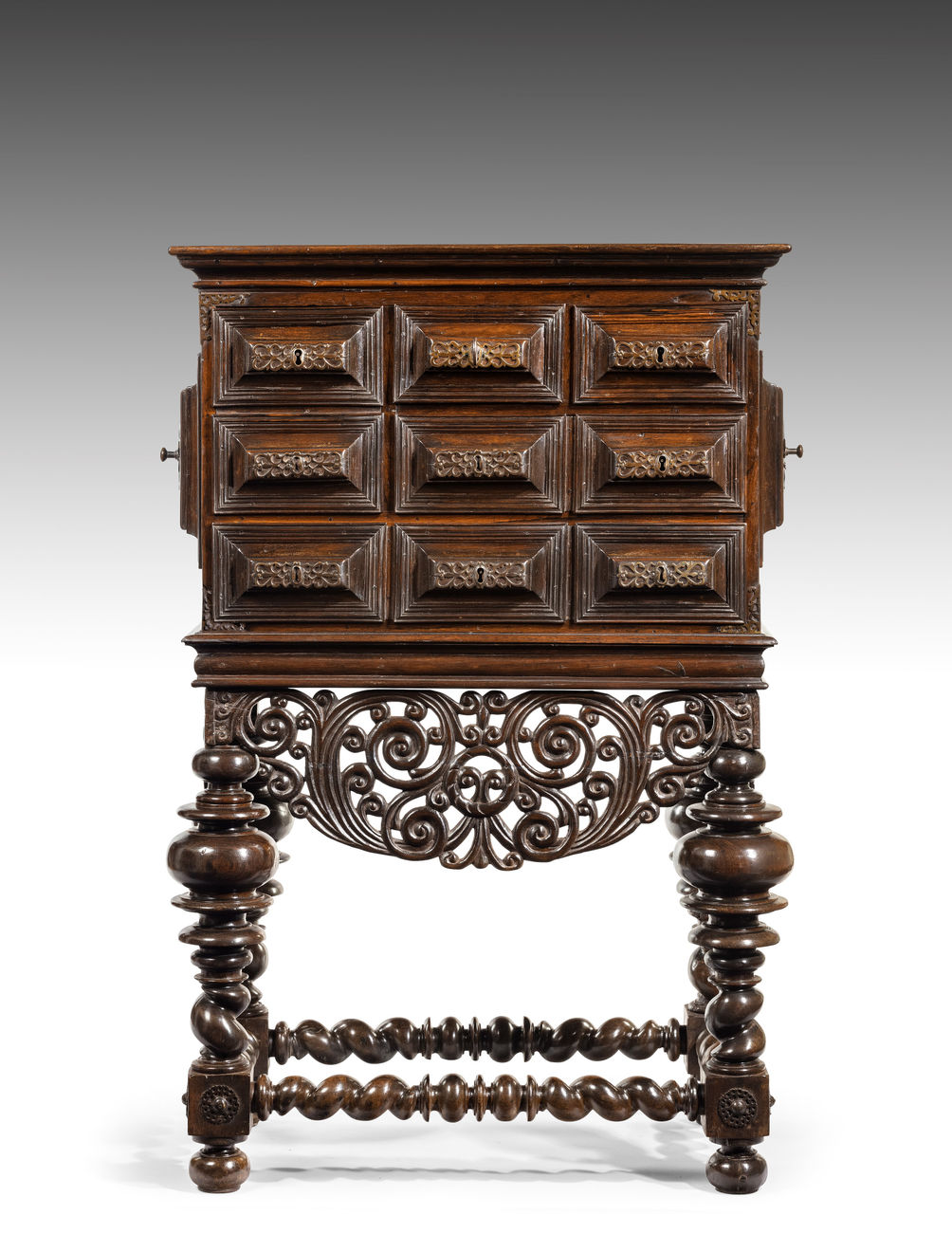 Coulborn antiques Indo-Portuguese India Portugal Carved Jacaranda Cabinet on Stand