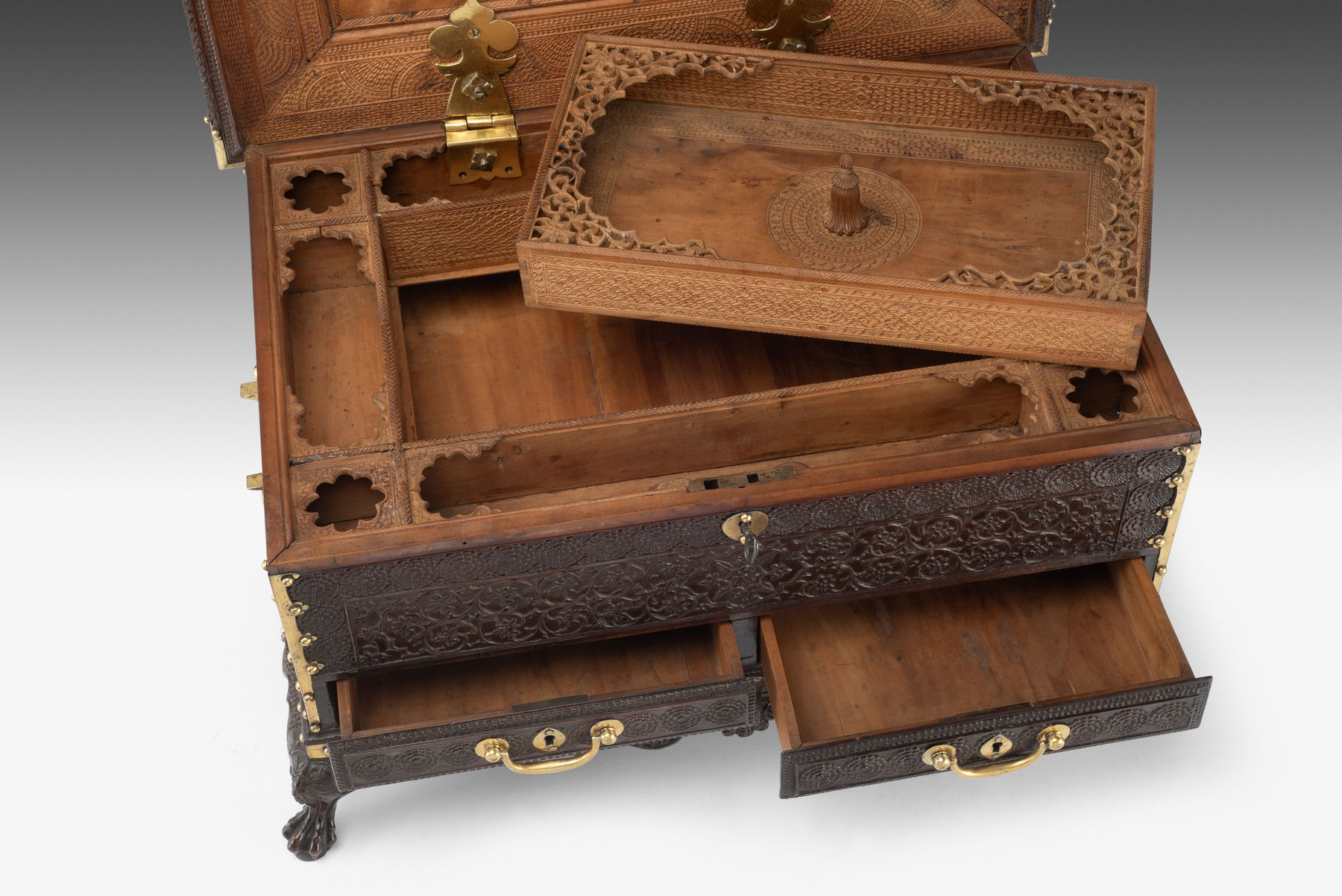 Anglo Indian Carved Sandalwood Box