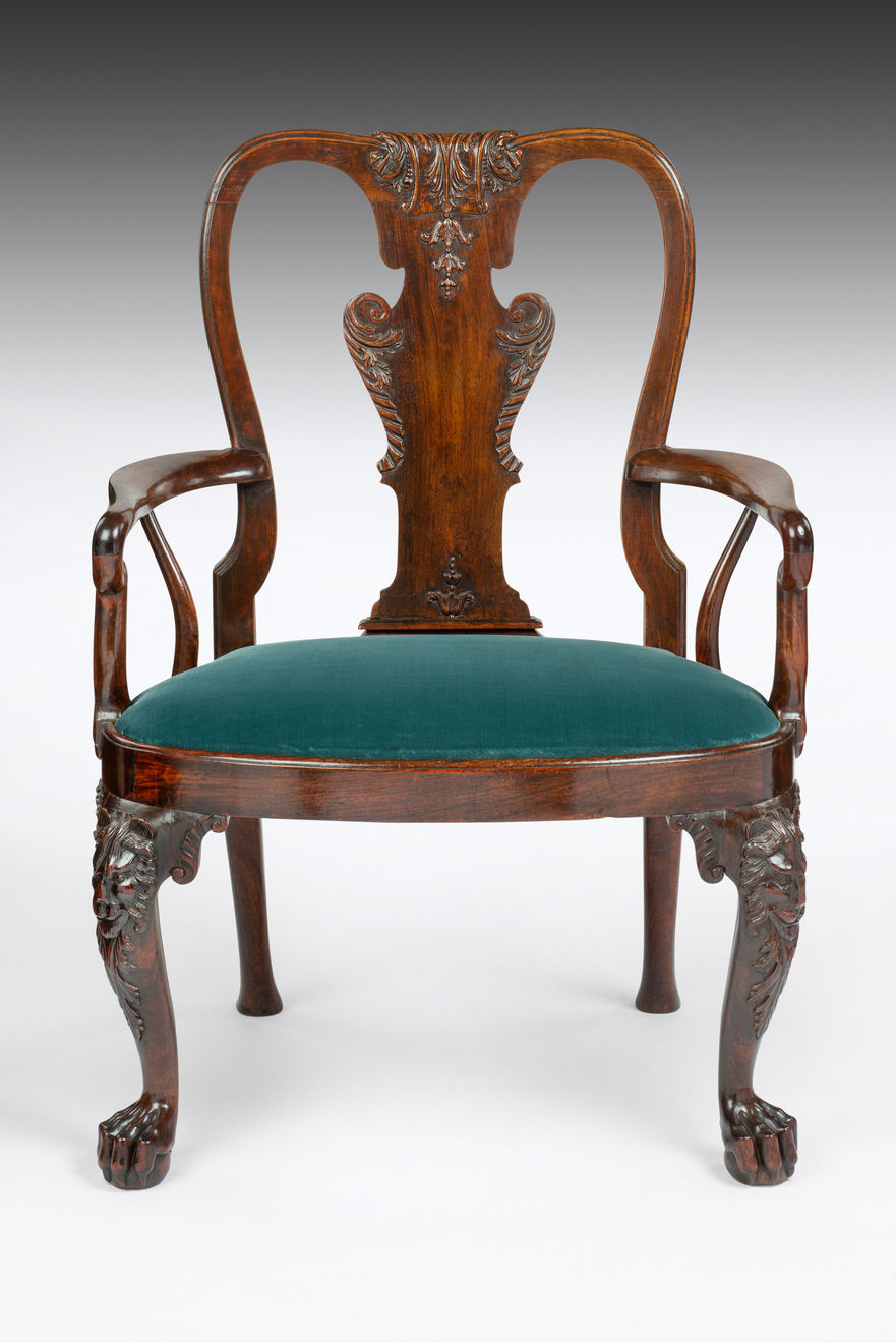 Coulborn antique 18th Century Chinese Export Carved Huang Huali Armchair
