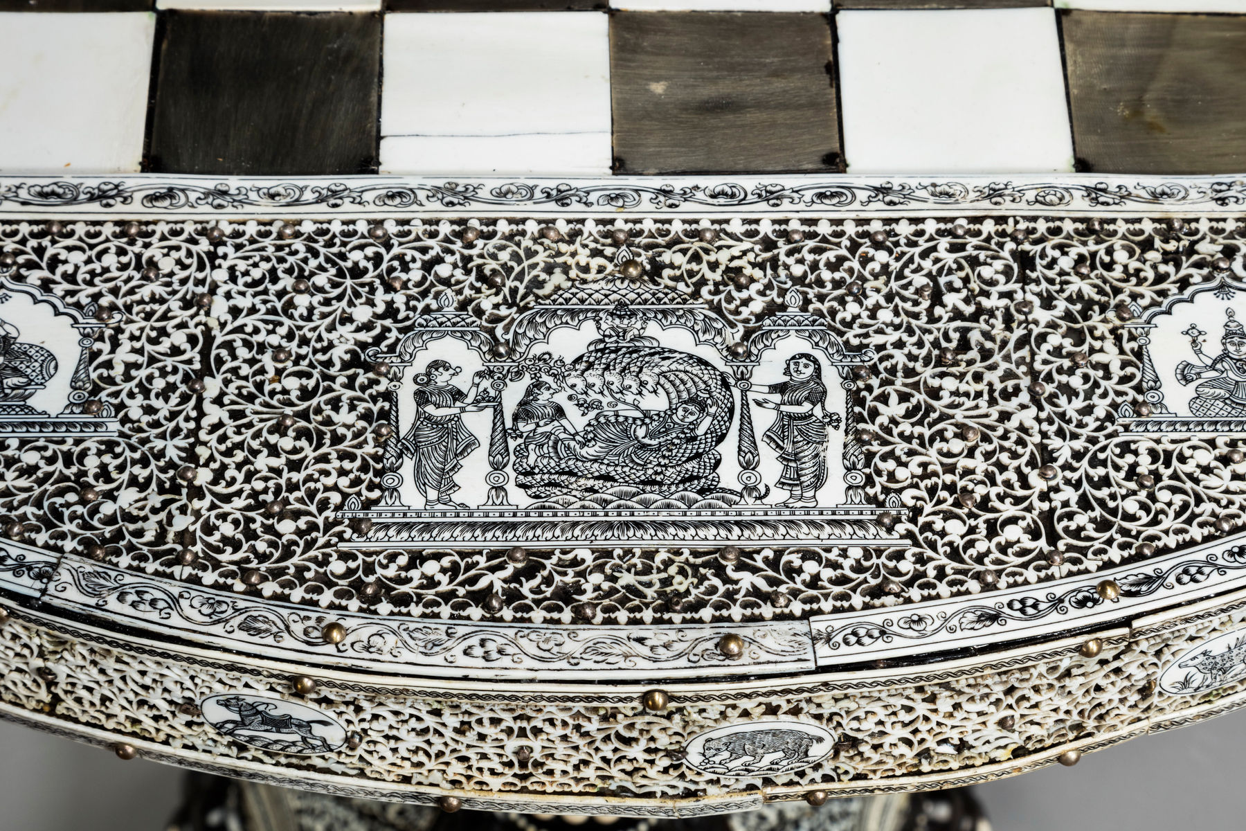 Anglo-Indian Ivory, Ebony and Horn Games Table