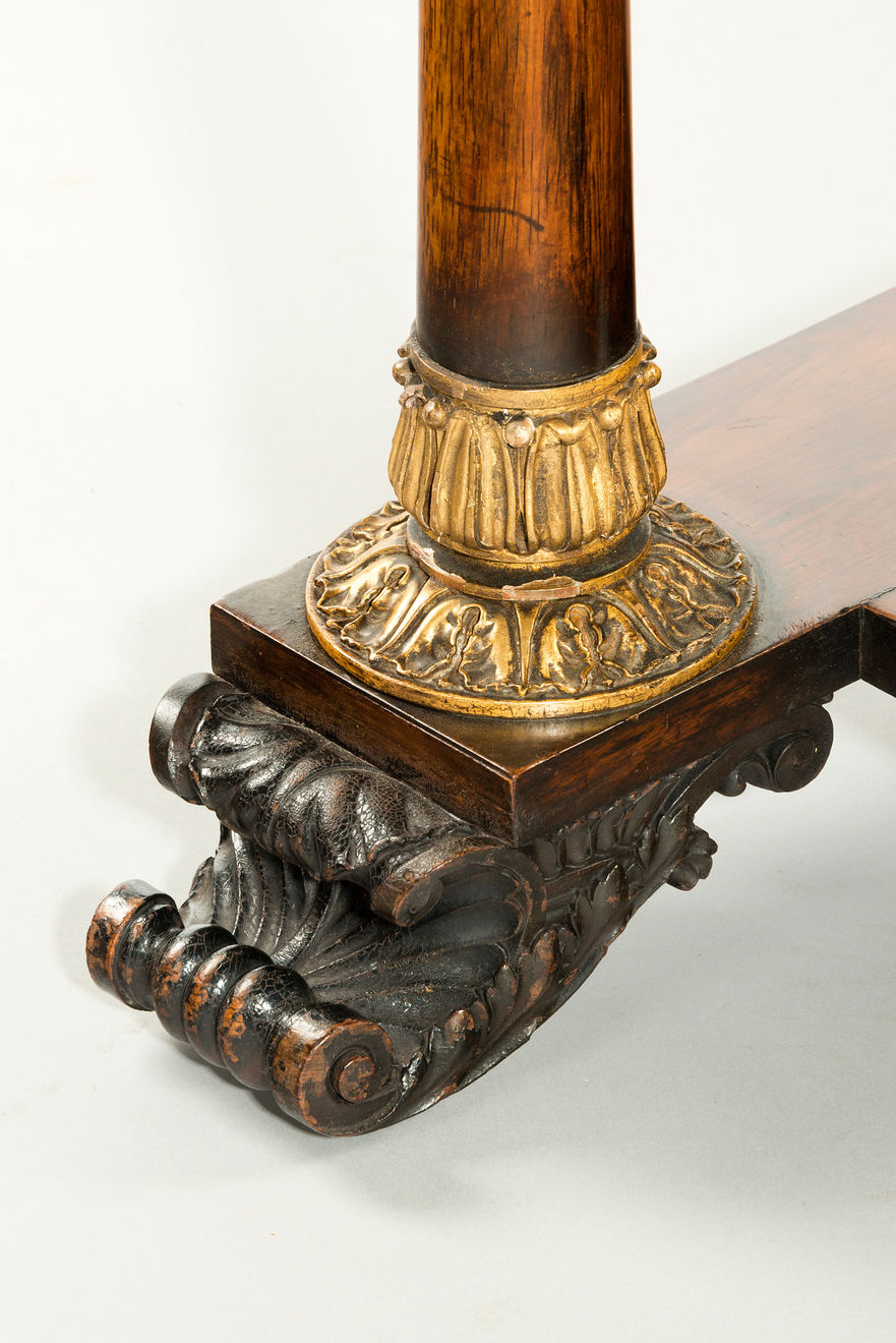 SOLD TO TEMPLE NEWSAM HOUSE AND ESTATE: George IV Rosewood, Carved Parcel-Gilt and Ebony-Inlaid Centre Table