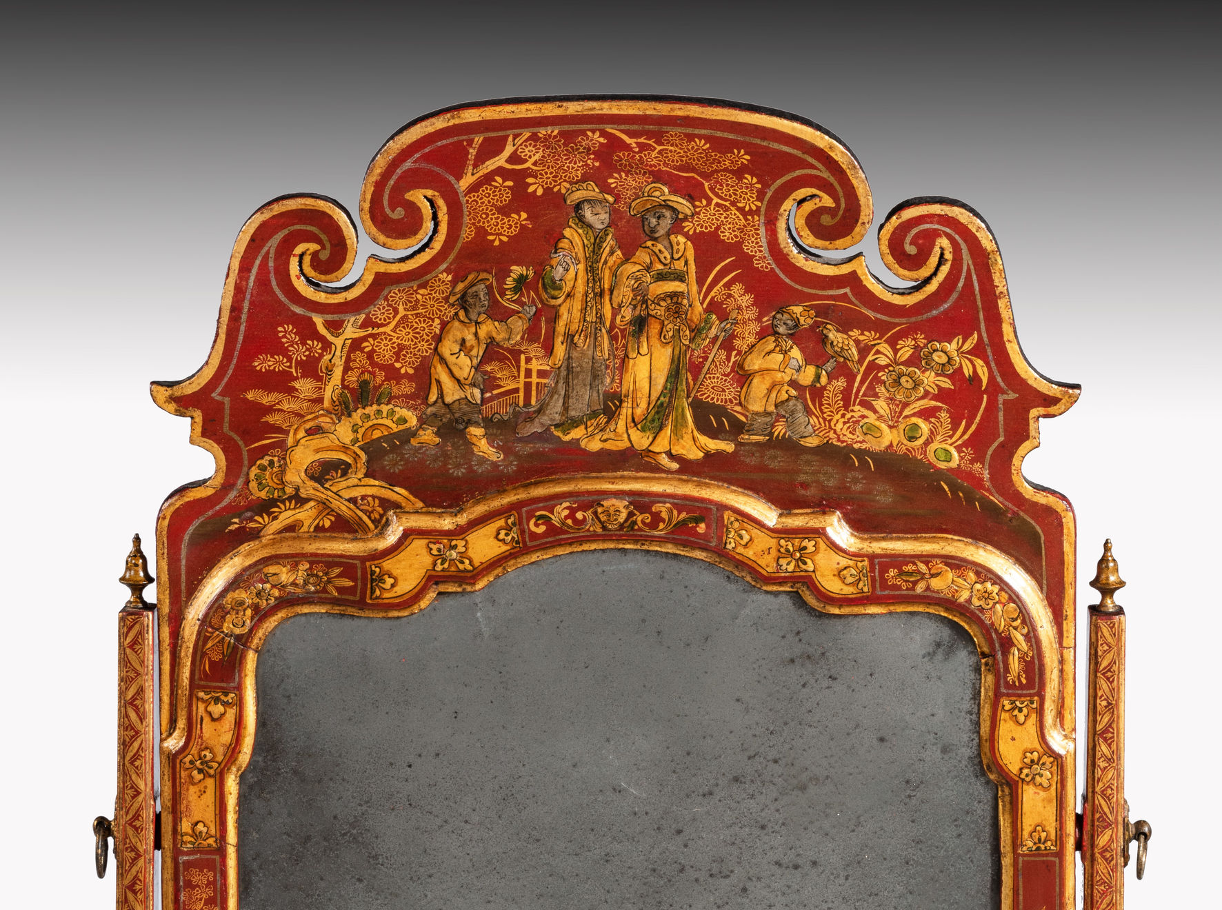 George II Scarlet Japanned Dressing Mirror