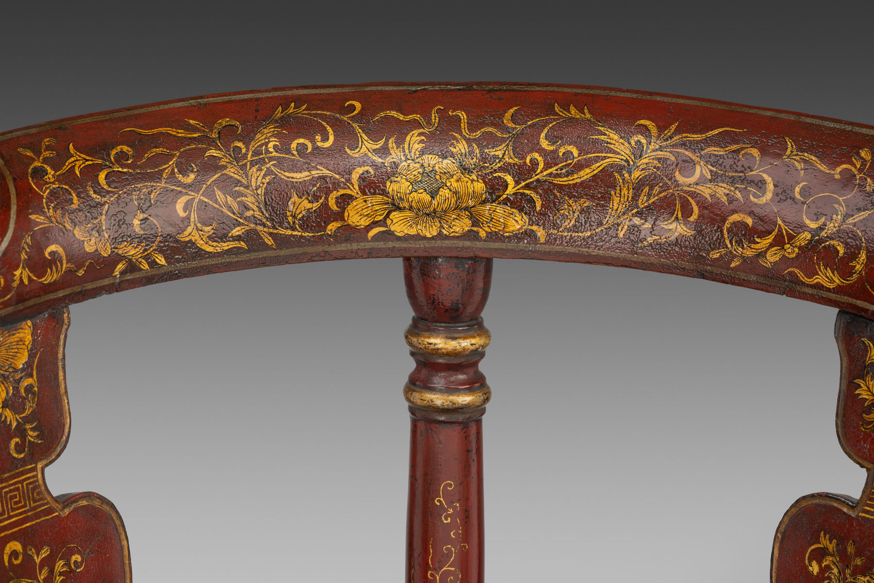 Chinese Export Red Lacquer Armchair