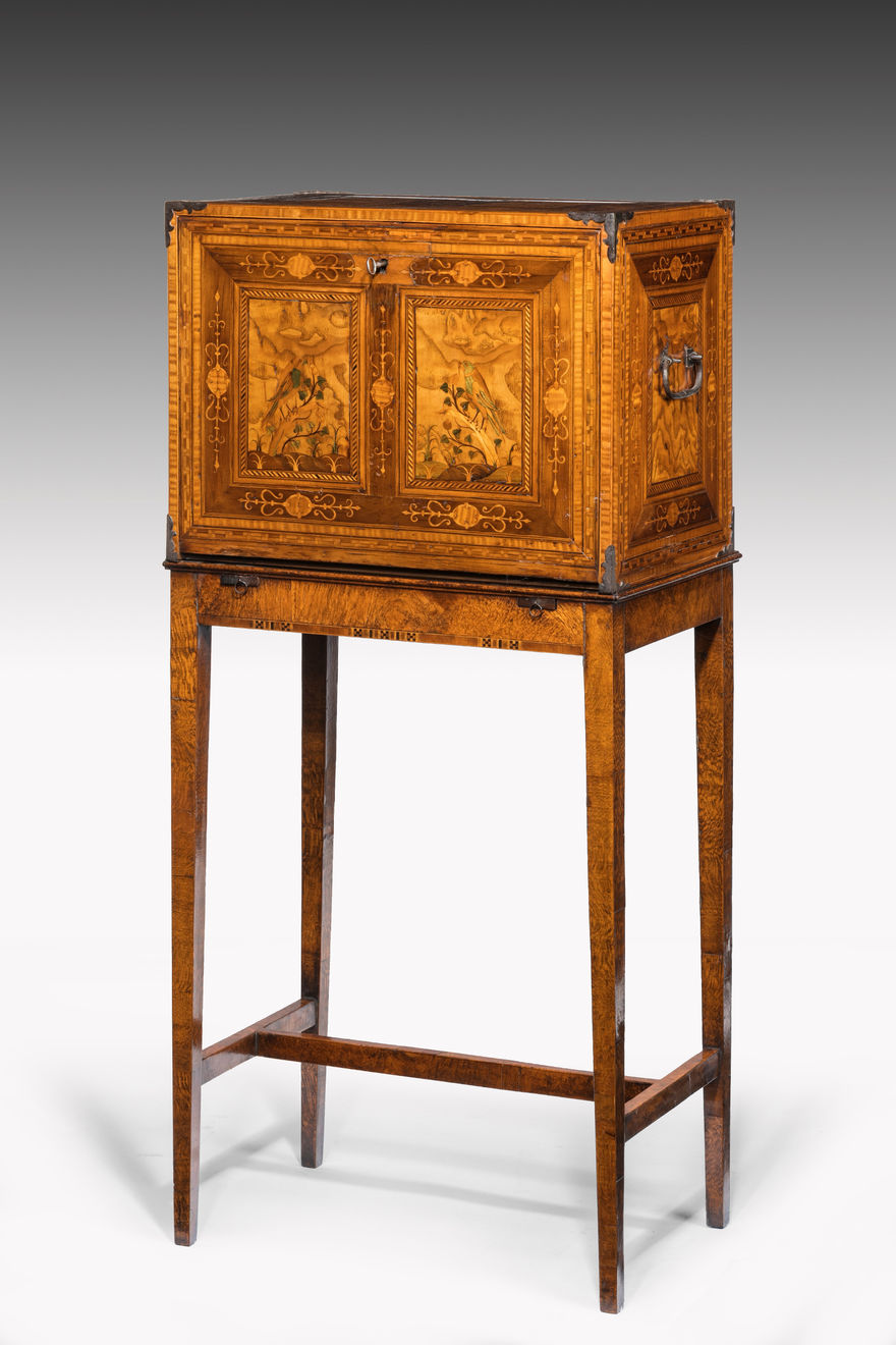 17th Century Marquetry Fall Front Cabinet on Stand
