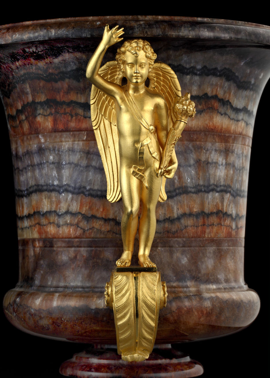 A Pair of Regency Ormolu Mounted Blue John Campana form Urns