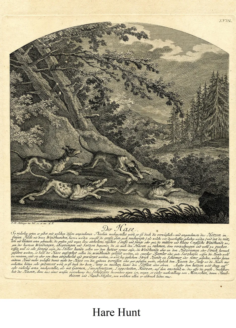 Jonas Zeuner (Kassel 1727-1814 Amsterdam), Verre Églomisé Gold and Silver Reverse Engraved Picture on Glass Depicting a Hunting Scene