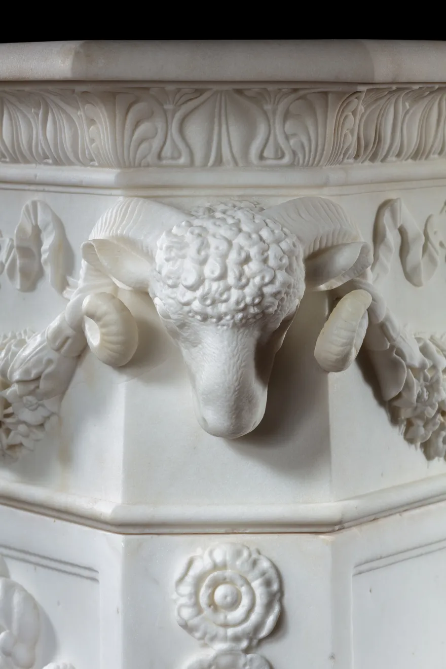 Coulborn antique Pair of Neo-Classical Carrera Marble Pedestals by Lorenzo Bartolini