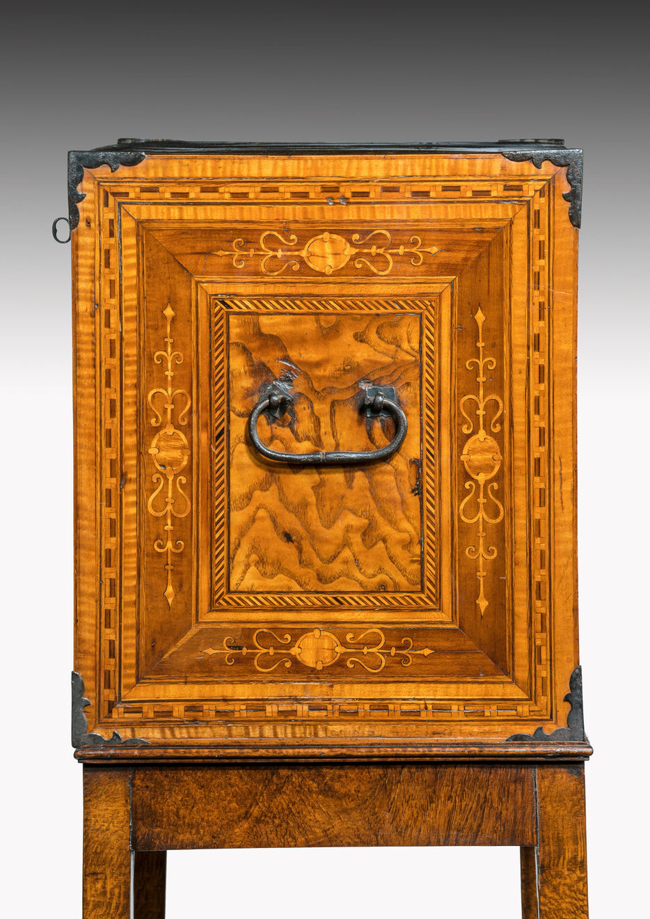 17th Century Marquetry Fall Front Cabinet on Stand