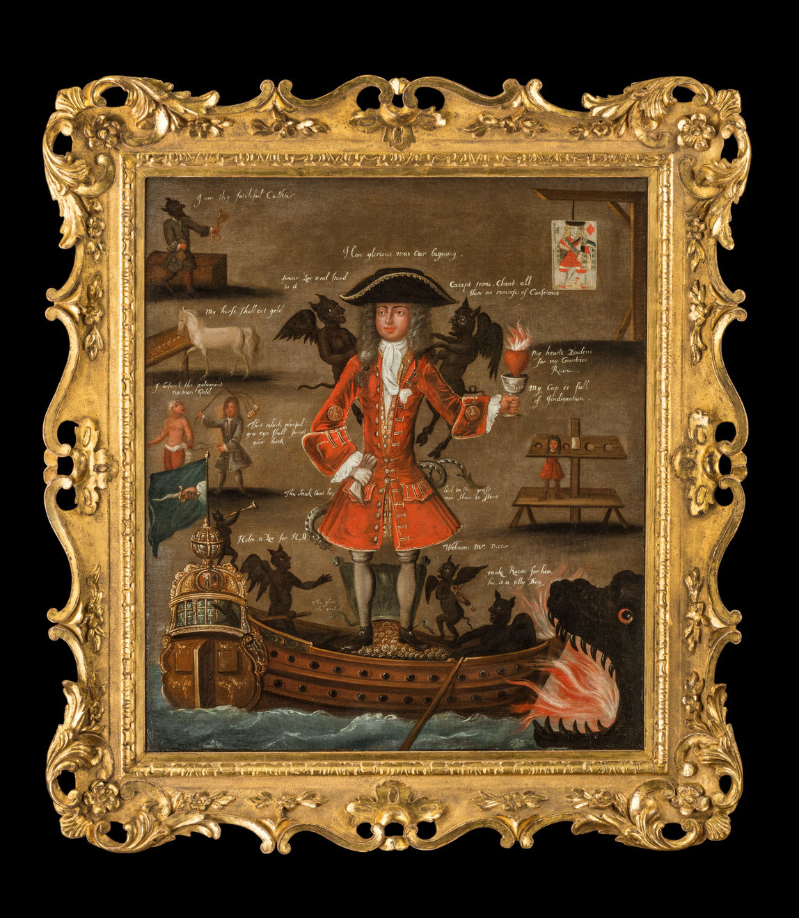 ENGLISH SCHOOL/CIRCLE OF HOGARTH – Satirical portrait of Robert Knight, Cashier of the South Sea Company, or ‘Lucifer’s New Row-Barge’