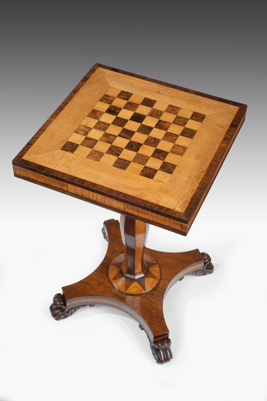 George IV Rosewood Satinbirch and Maple Games Table