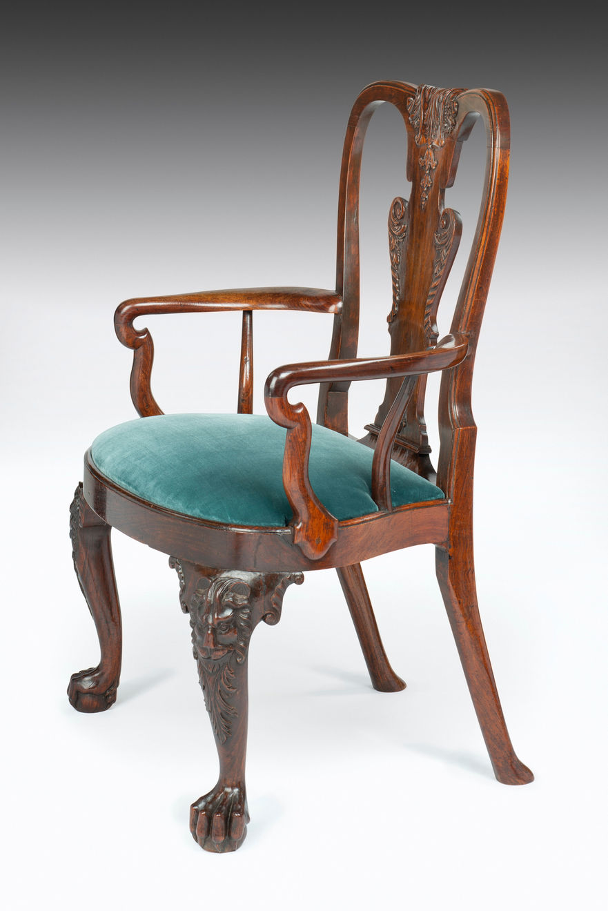 Coulborn antique 18th Century Chinese Export Carved Huang Huali Armchair