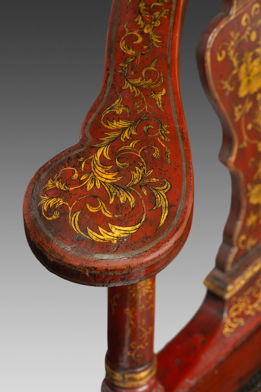 Chinese Export Red Lacquer Armchair