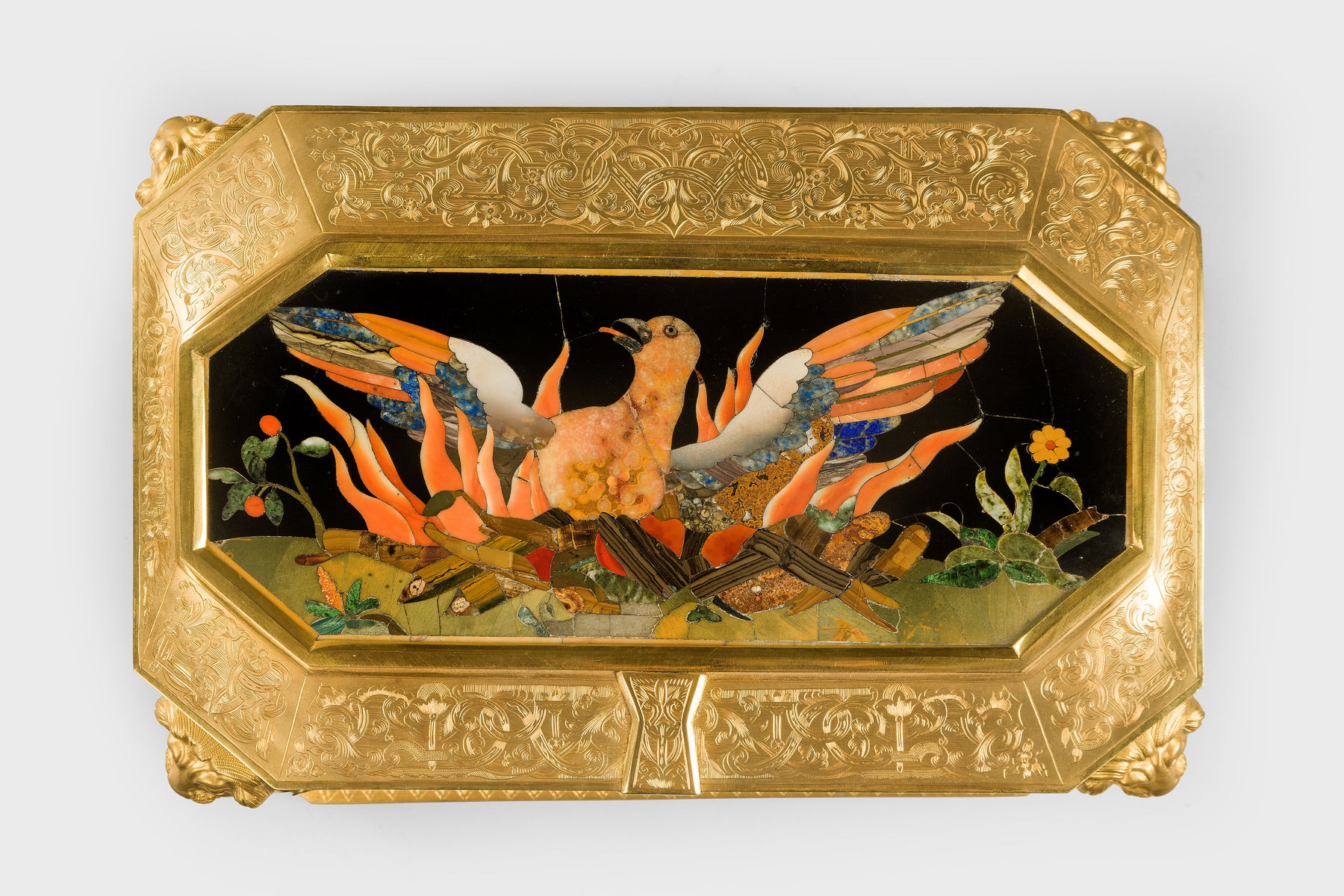 antique Coulborn The Wertheimer Phoenix Casket Pietra Dura mounted ormolu casket Samson Wertheimer