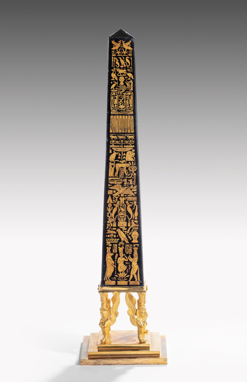 Toleware and Ormolu Egyptian Revival Obelisk