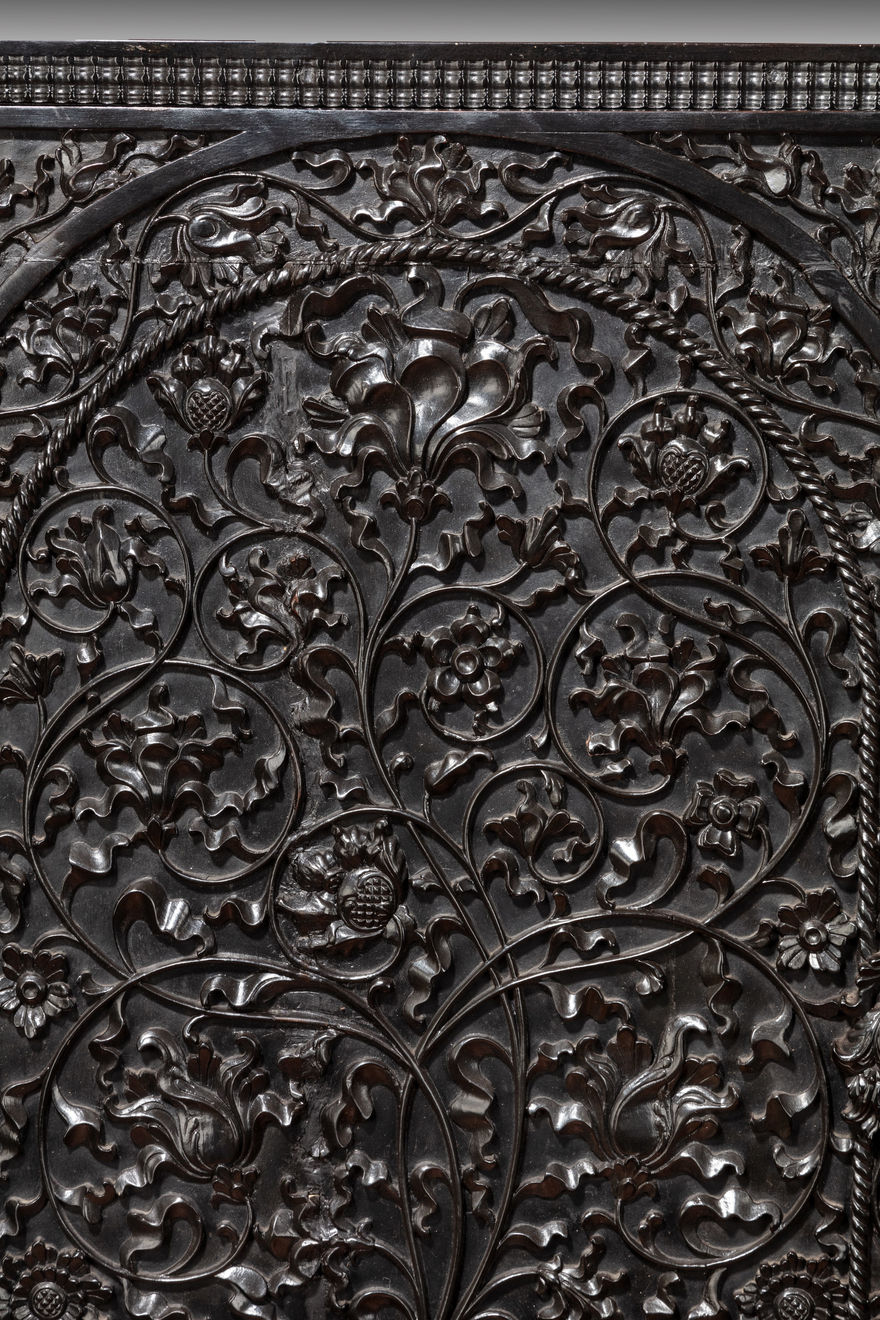 Pair Carved Ebony Cabinet on stand COROMANDEL COAST OR BATAVIA