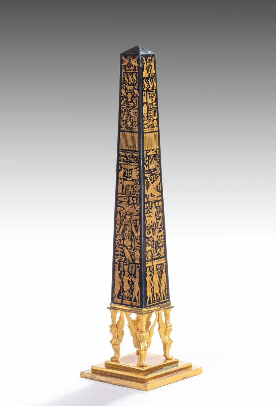 Toleware and Ormolu Egyptian Revival Obelisk