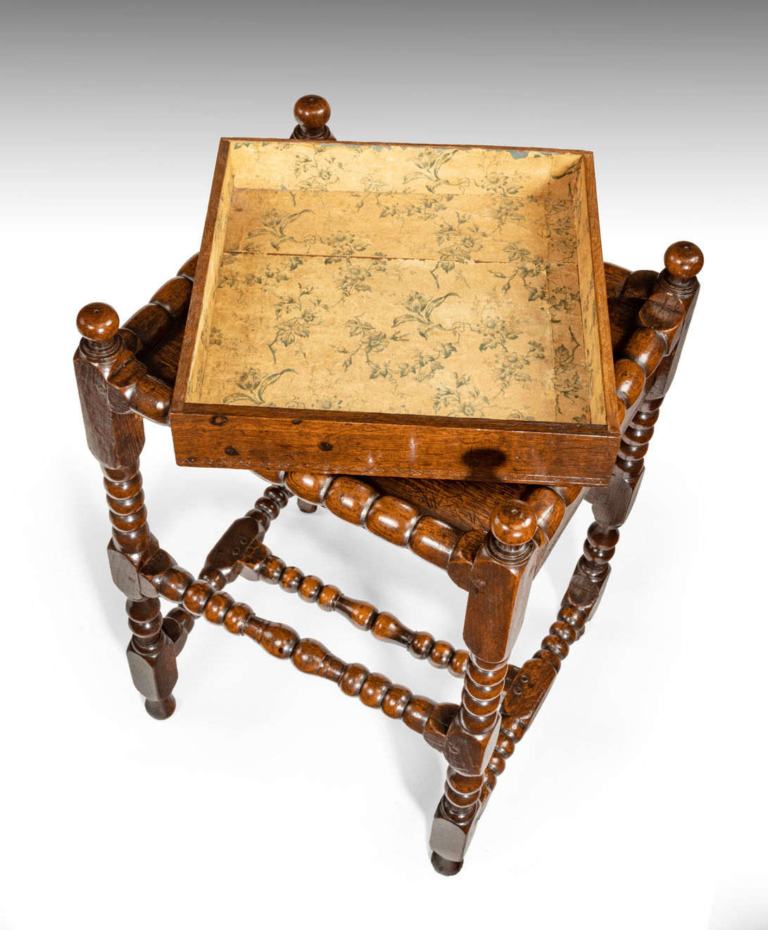 Coulborn antique Charles II Bobbin-turned Joined Oak Table