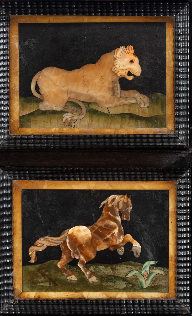 6844 17th Century Italian Ebony and Pietre Dure Table Cabinet