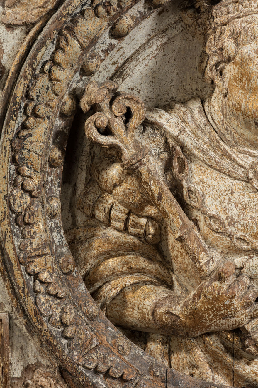 Tudor Carved Oak Relief Panel of King John