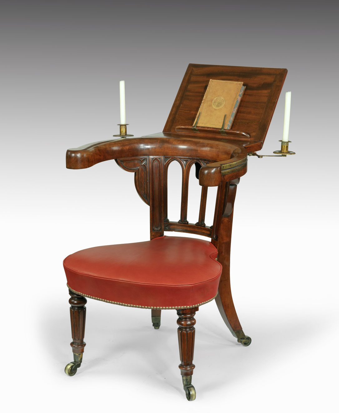 Coulborn antique William IV Mahogany and Brass-Mounted Reading Chair Ii the manner of Morgan & Sanders