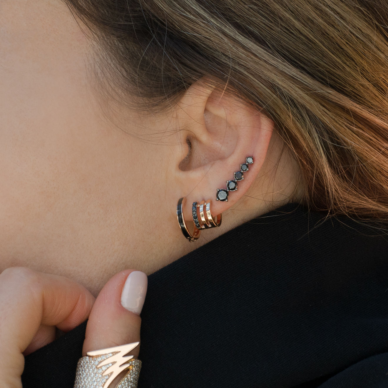 Alessa Jewelry, REVERSABLE EAR PIERCINGS 17MM