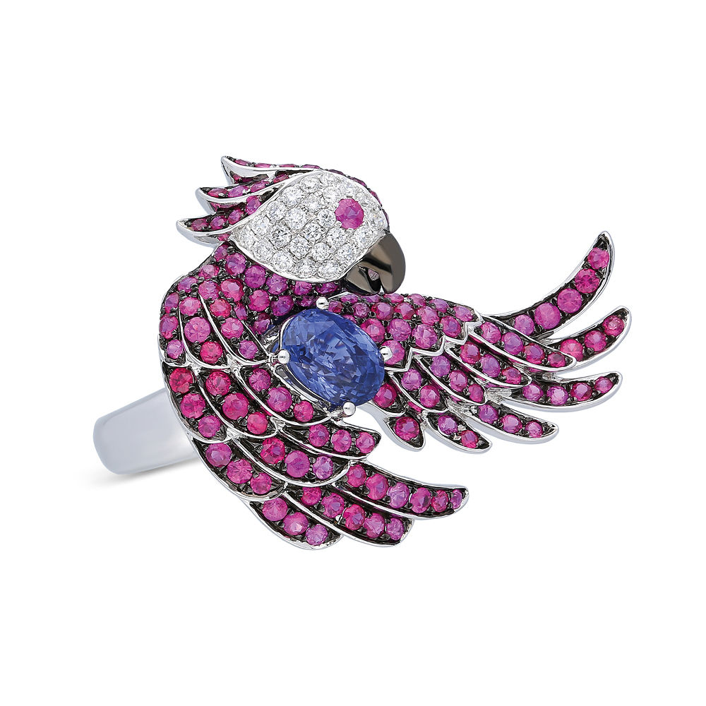Terzihan, Kameleona: The Ruby Parrot Ring w/Sapphire Limited Edition