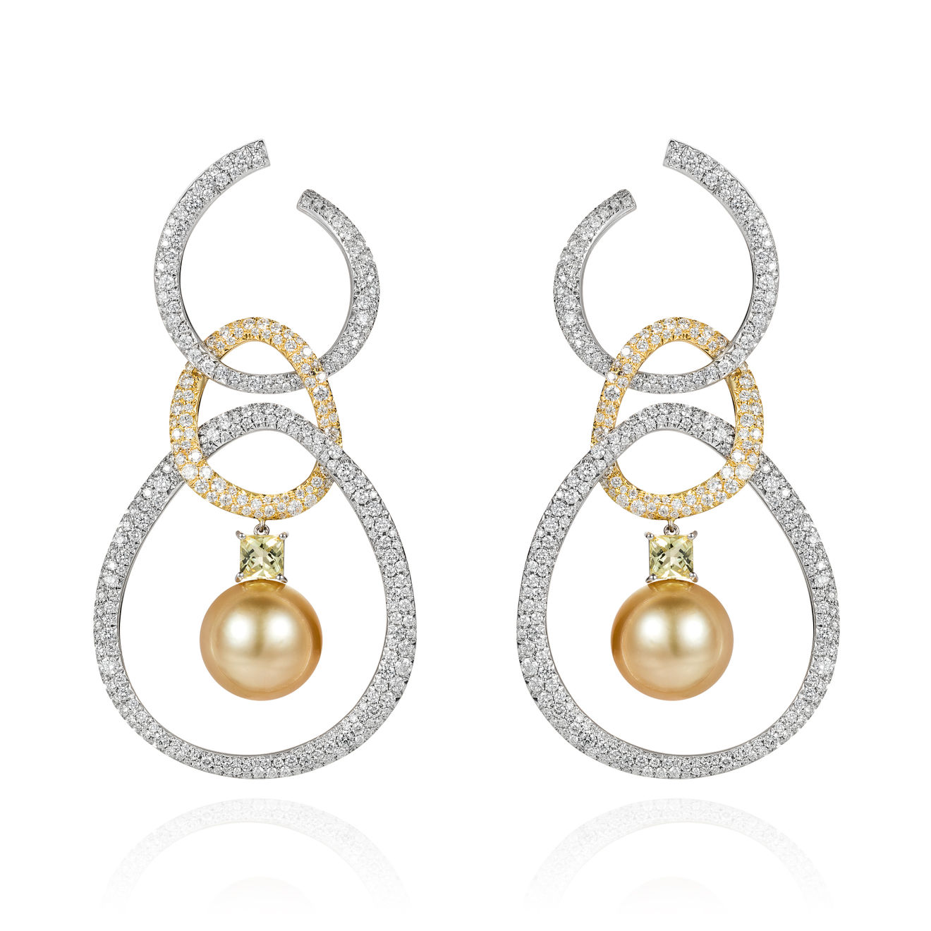 Nadine Aysoy, ELLE ET LUI - HOOPS - WG AND YG WD YELLOW BERYL AND YELLOW PEARL