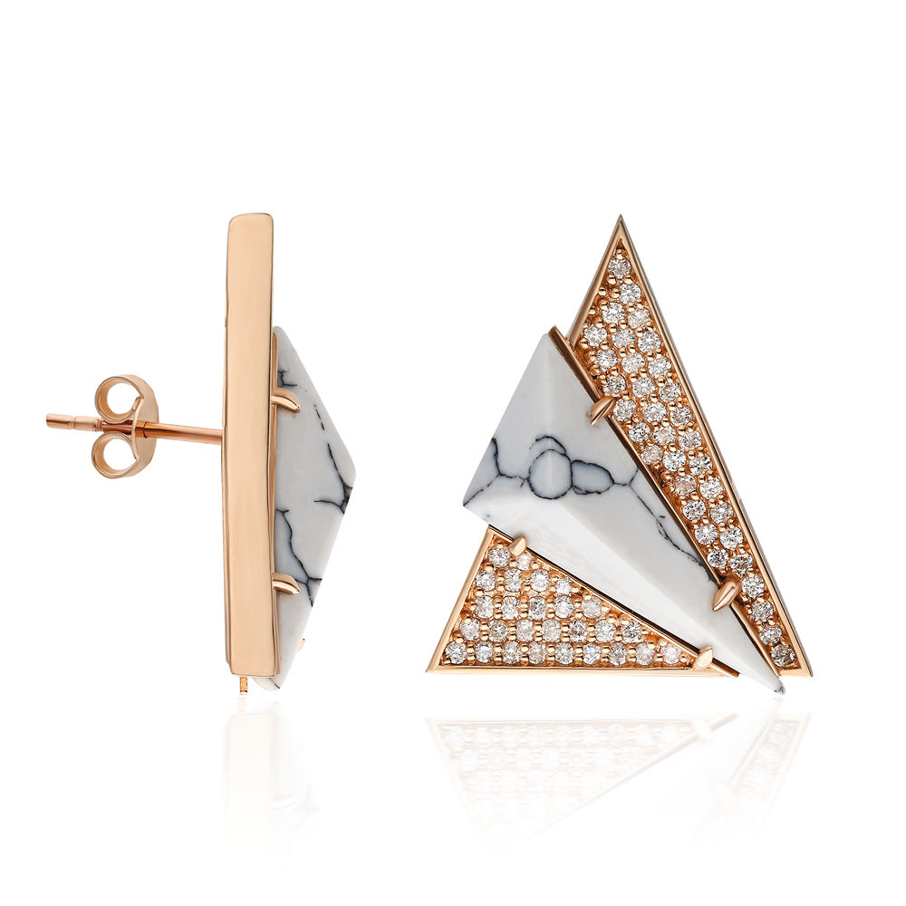 Terzihan, Neutra: Aztec Earring w/ White Agate