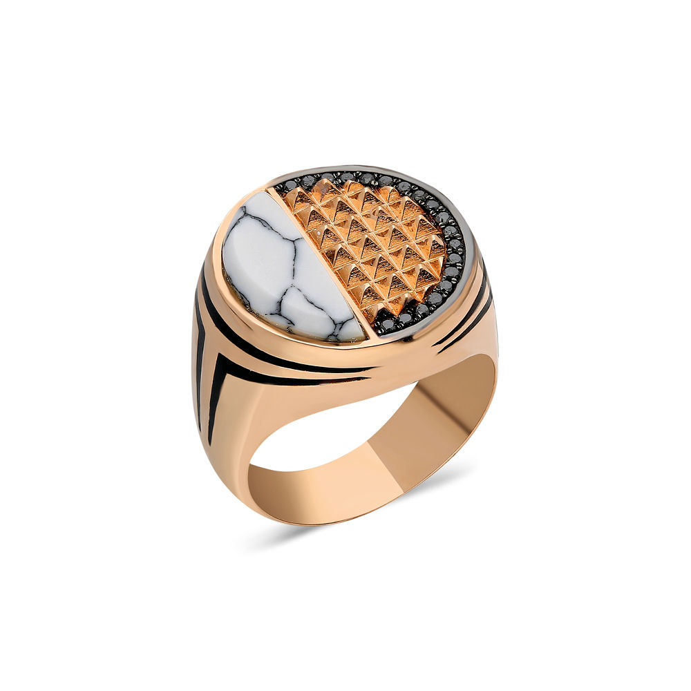 Terzihan, Neutra: Black Cairo Ring w/ White Agate