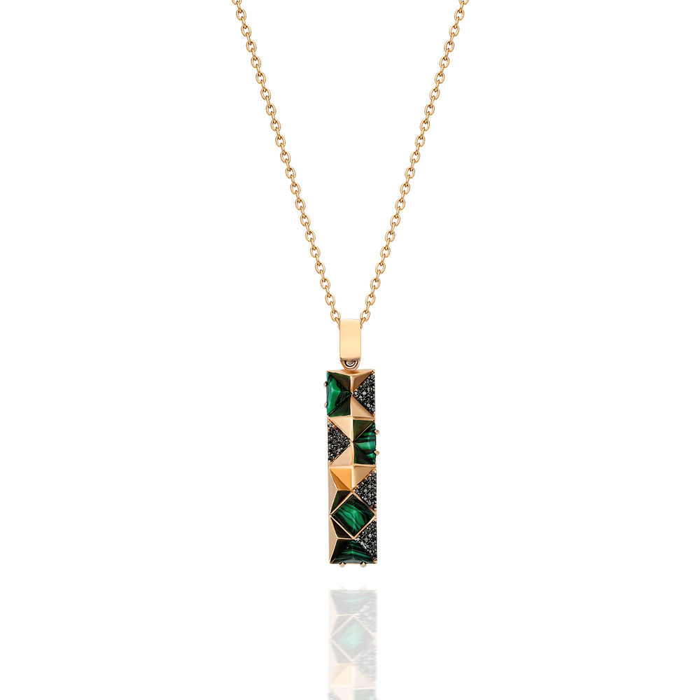 Terzihan, Neutra: Black Bar Pendant w/ Malachite