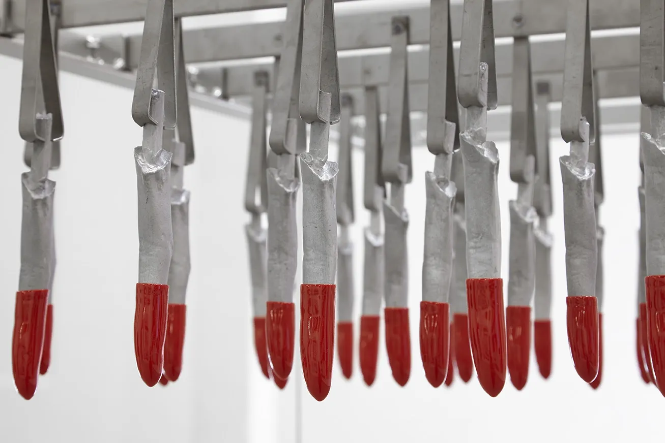 Channer Alice, Mechanoreceptor, Icicles (red, red) (double spring, single strip), 2018