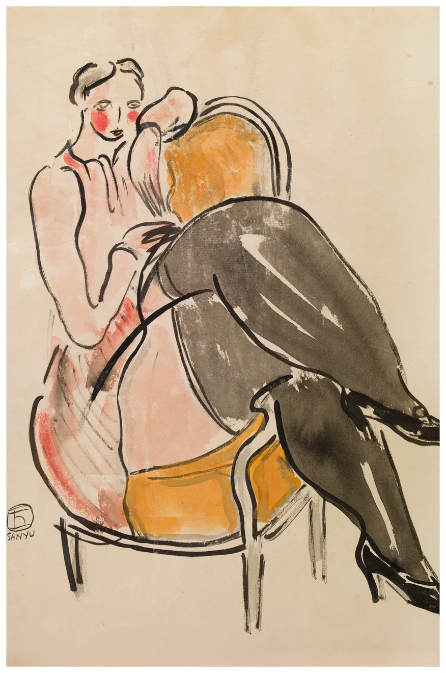 常玉 Sanyu, 側坐在扶手椅上女士 Seated Lady on an Armchair, 1920s