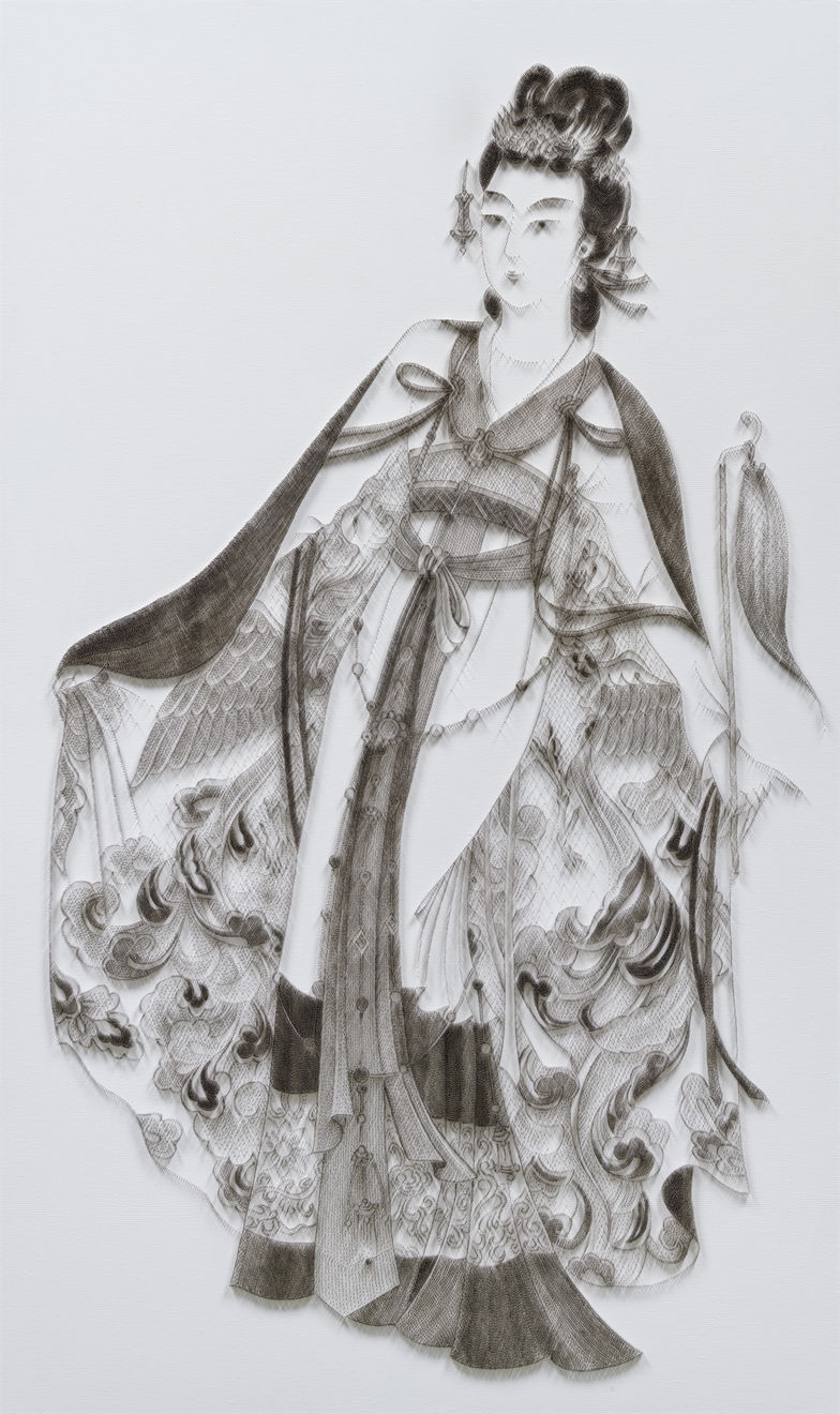 陳浚豪, 臨摹大千《仿古紅拂女圖》, 2024