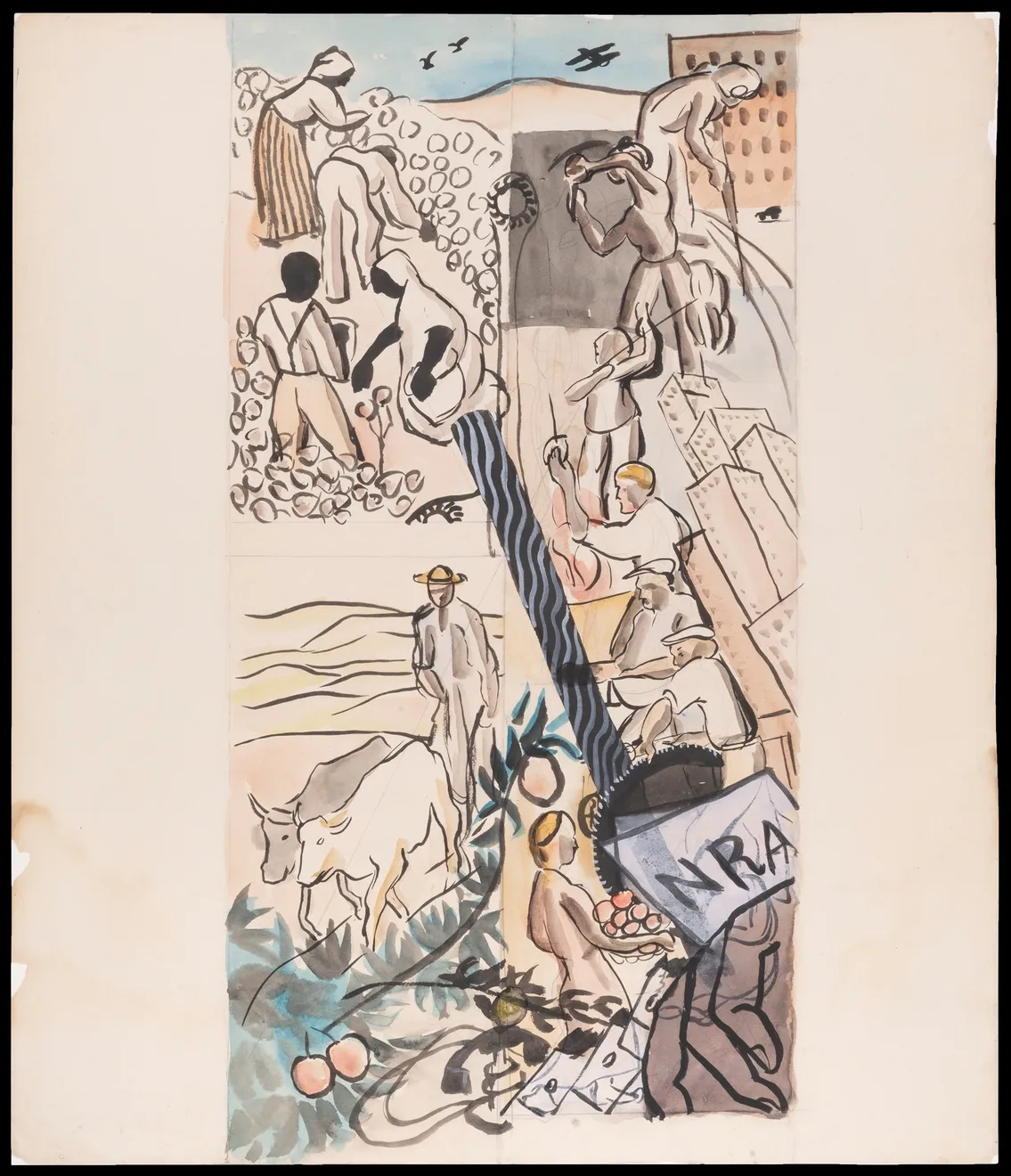 朱沅芷, 《（國家復甦的勞動場景）》、《樹枝上的鳥》 (NRA Labor Scenes), (Bird on a Branch)