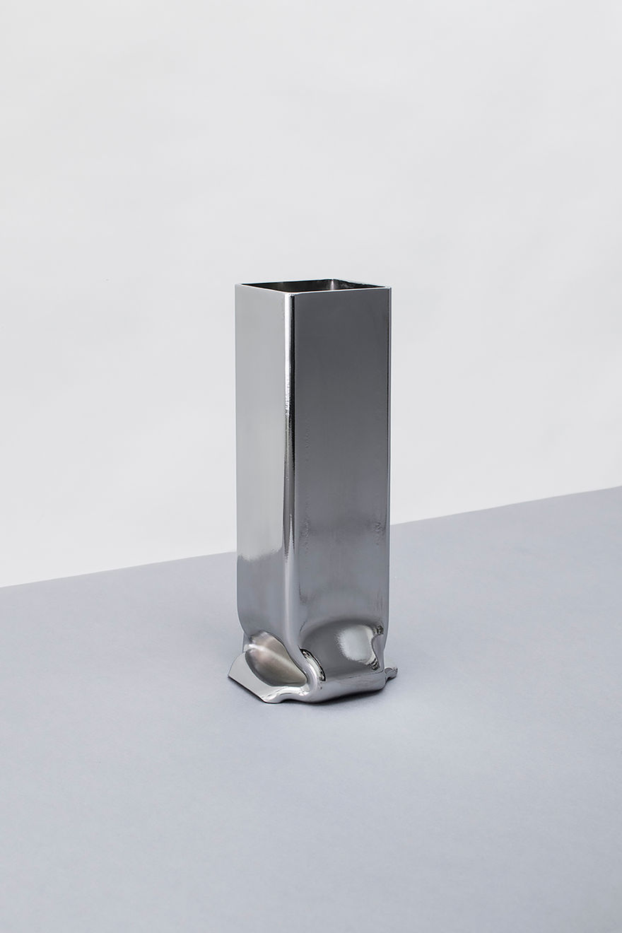 Tim Teven, Stačiakampė Vaza, chromuota / Vase Rectangular, Chrome, Vaza / vase