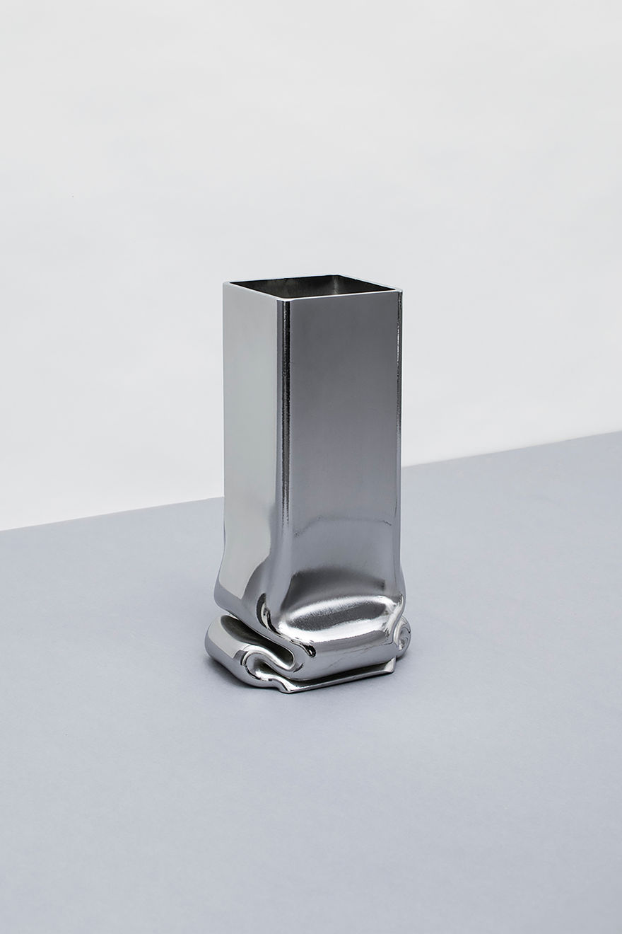 Tim Teven, Stačiakampė Vaza, chromuota / Vase Rectangular, Chrome, Vaza / vase