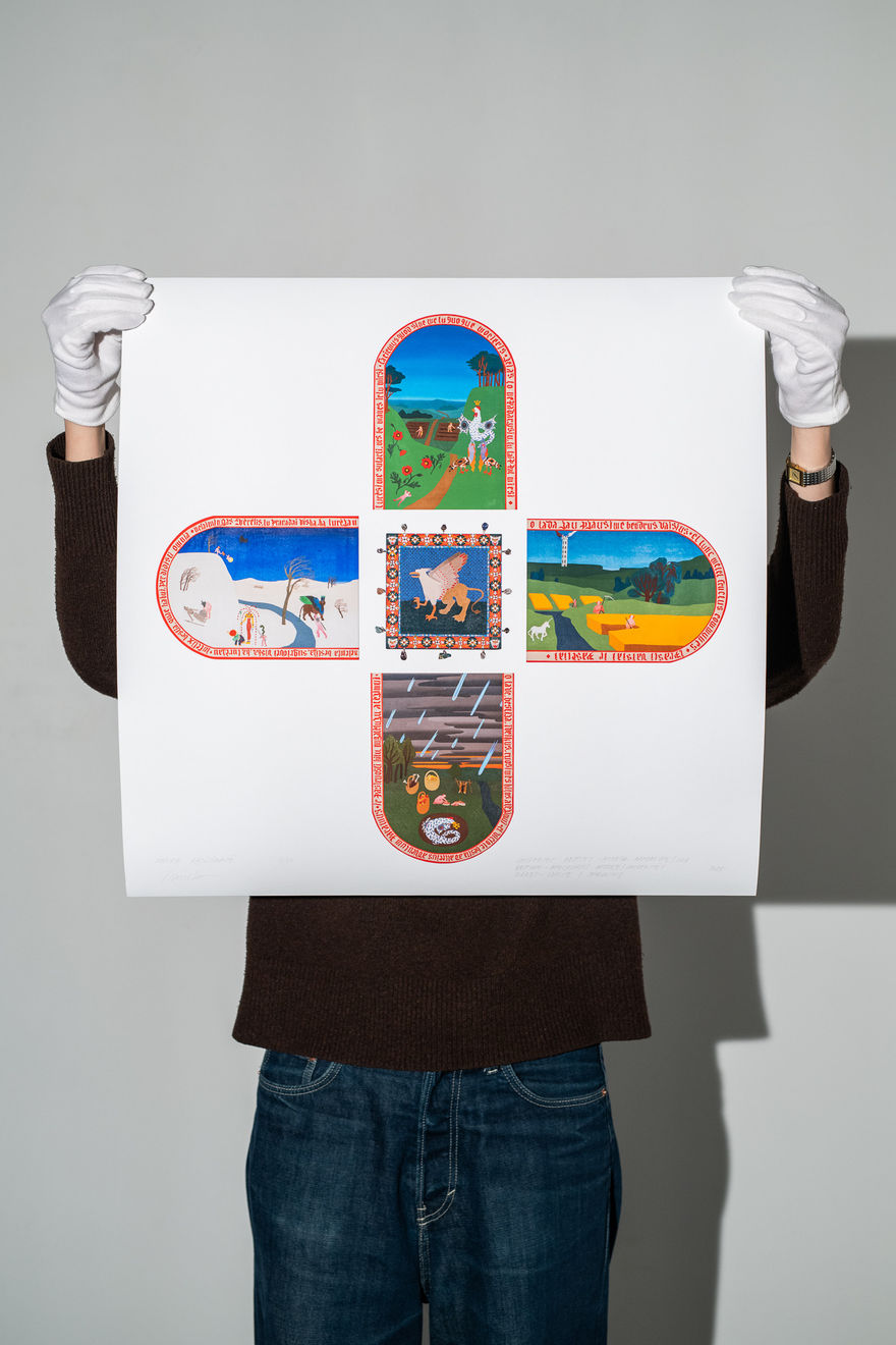 Monika Radžiūnaitė, Saugokitės bestijos atneša Apokalipsę / Cave bestiam – Apocalypsis afferte / Saugokitės žvėries – įeikite į Apokalipsę // Beware the beast – it brings the Apocalypse / Cave bestiam – Apocalypsis a erte / Beware the beast – enter the Apocalypse, riboto tiražo atspaudas / limited edition print, 2025