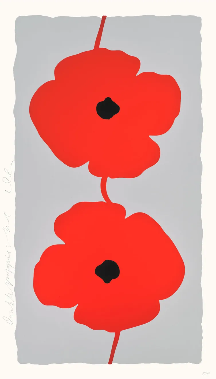 Donald Sultan, Double Poppies White, 2025