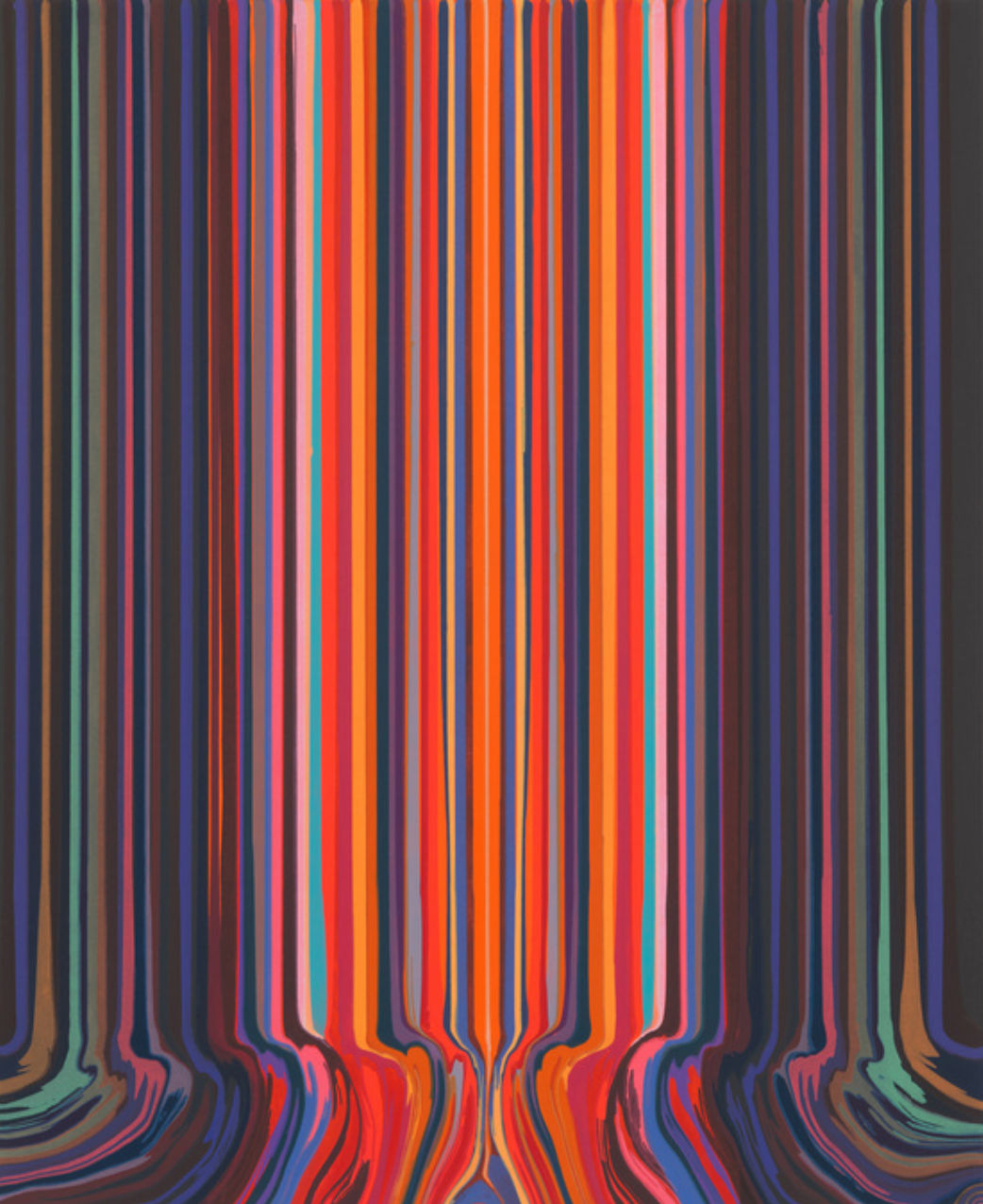 Ian Davenport, Mirrored Red and Black, 2021