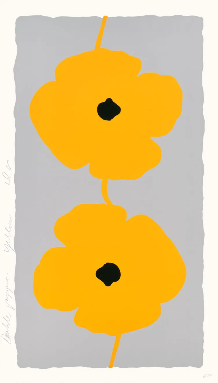 Donald Sultan, Double Poppies White, 2025