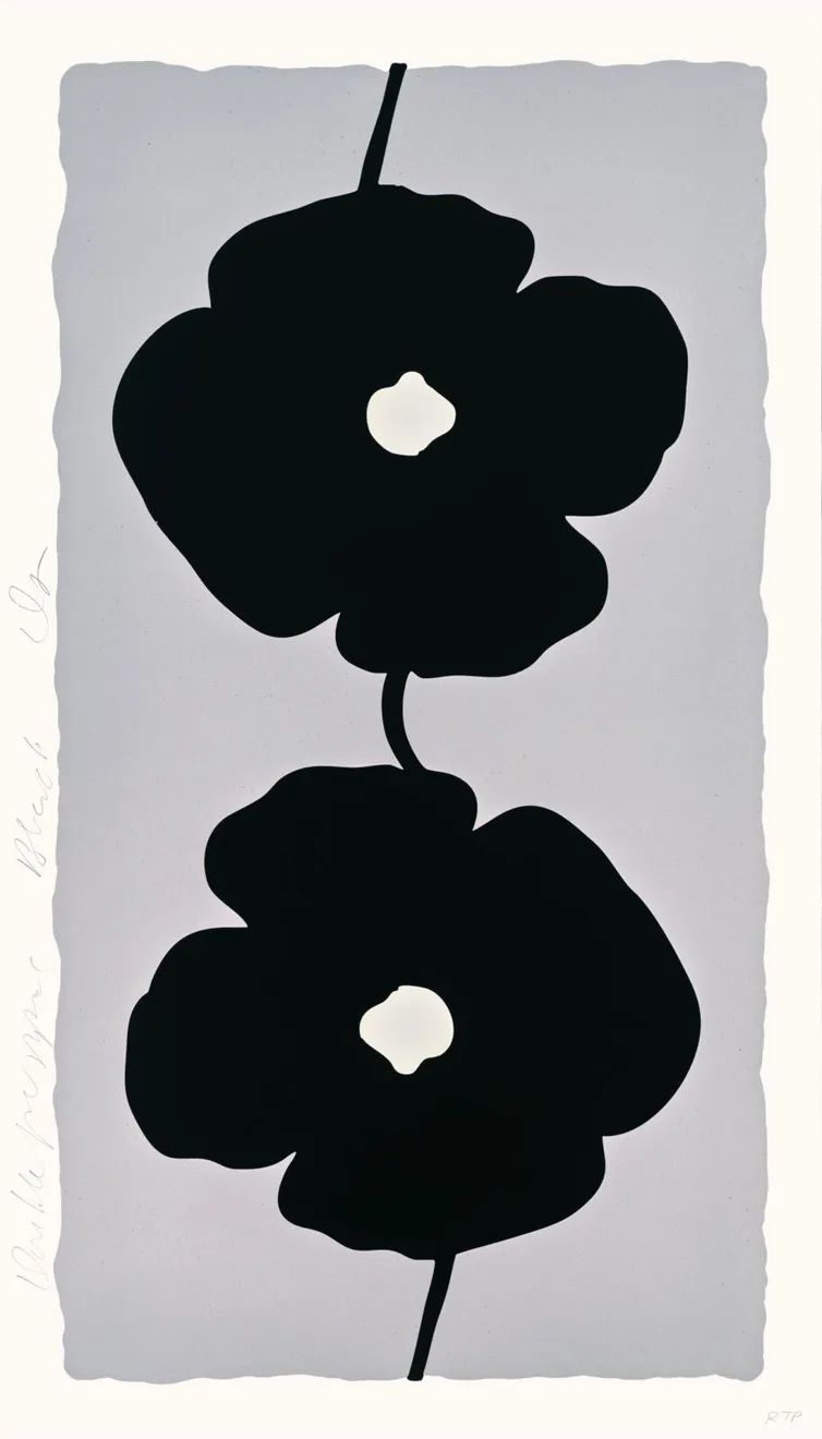 Donald Sultan, Double Poppies Black, 2025