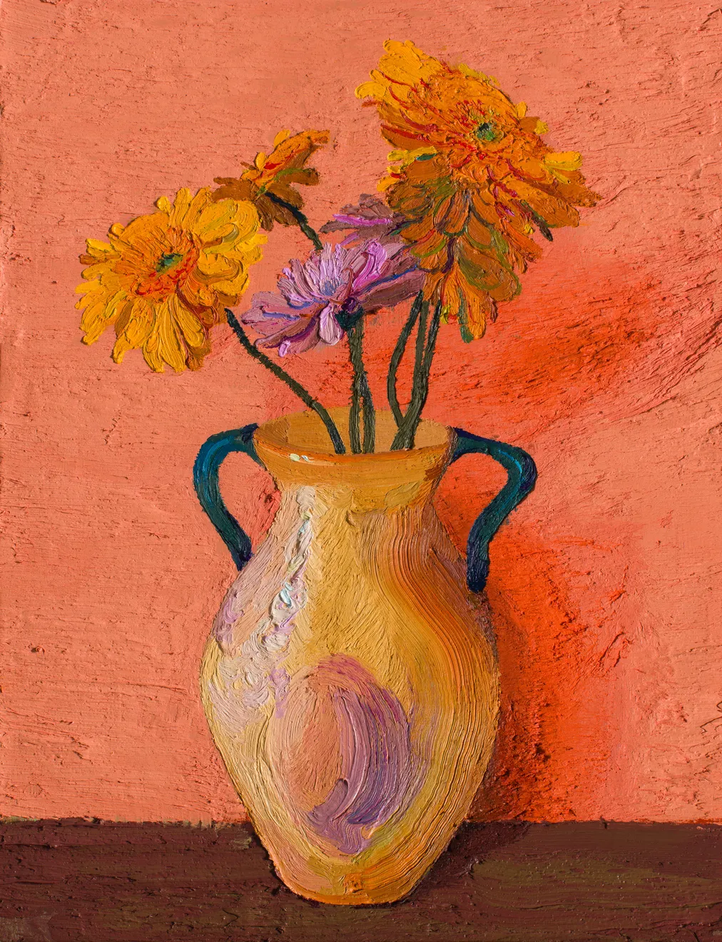 Javier Ruiz, Gerberas amarillas y violetas, 2026