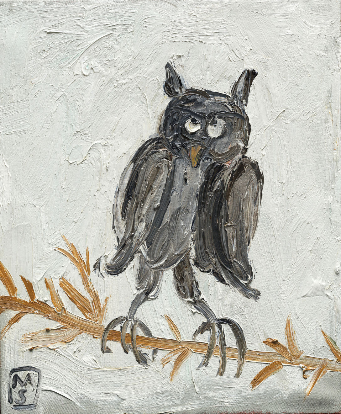 Matías Sánchez, Búho en una rama, 2024