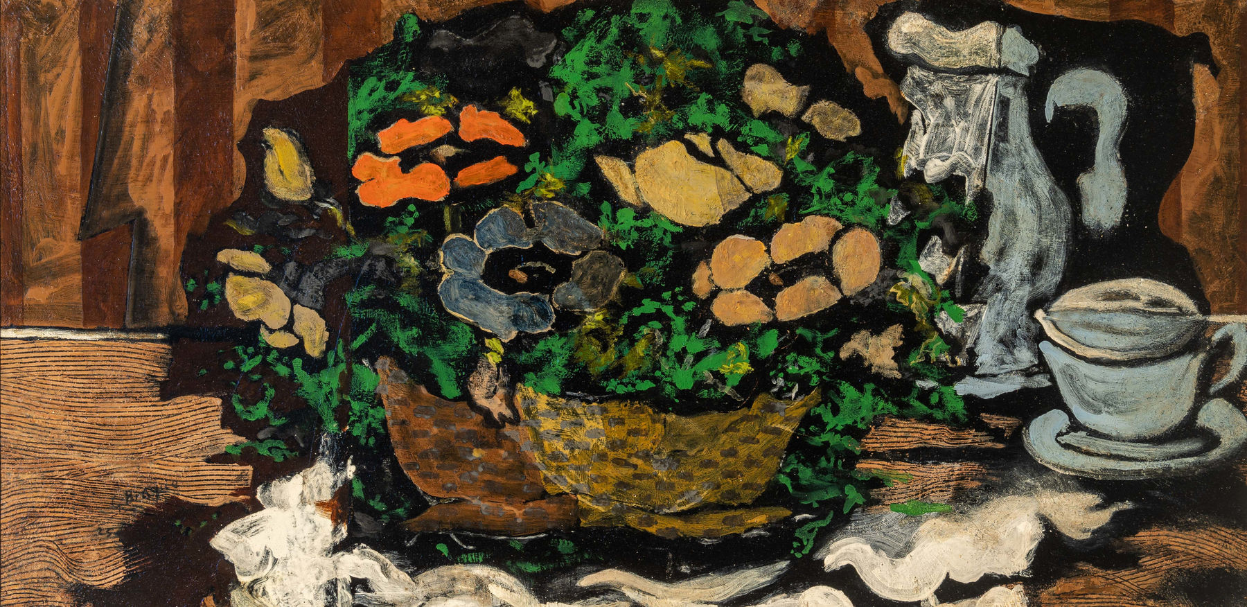 Georges Braque, Basket of anemones, pitcher and cup, 1925
