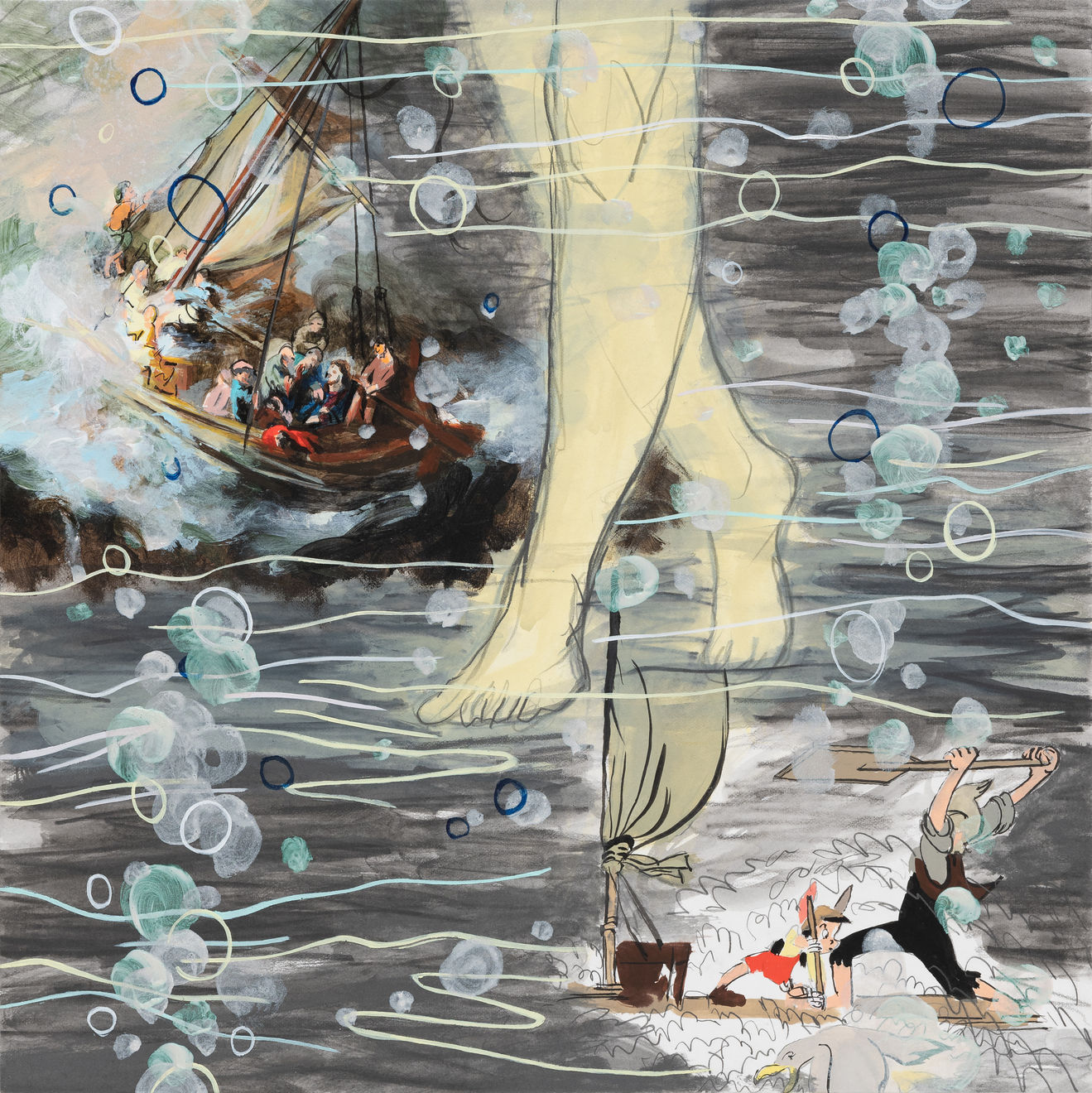 Jung Jin, 드로잉-물위를 걷는 다리5 (극지의 항해자), 2024