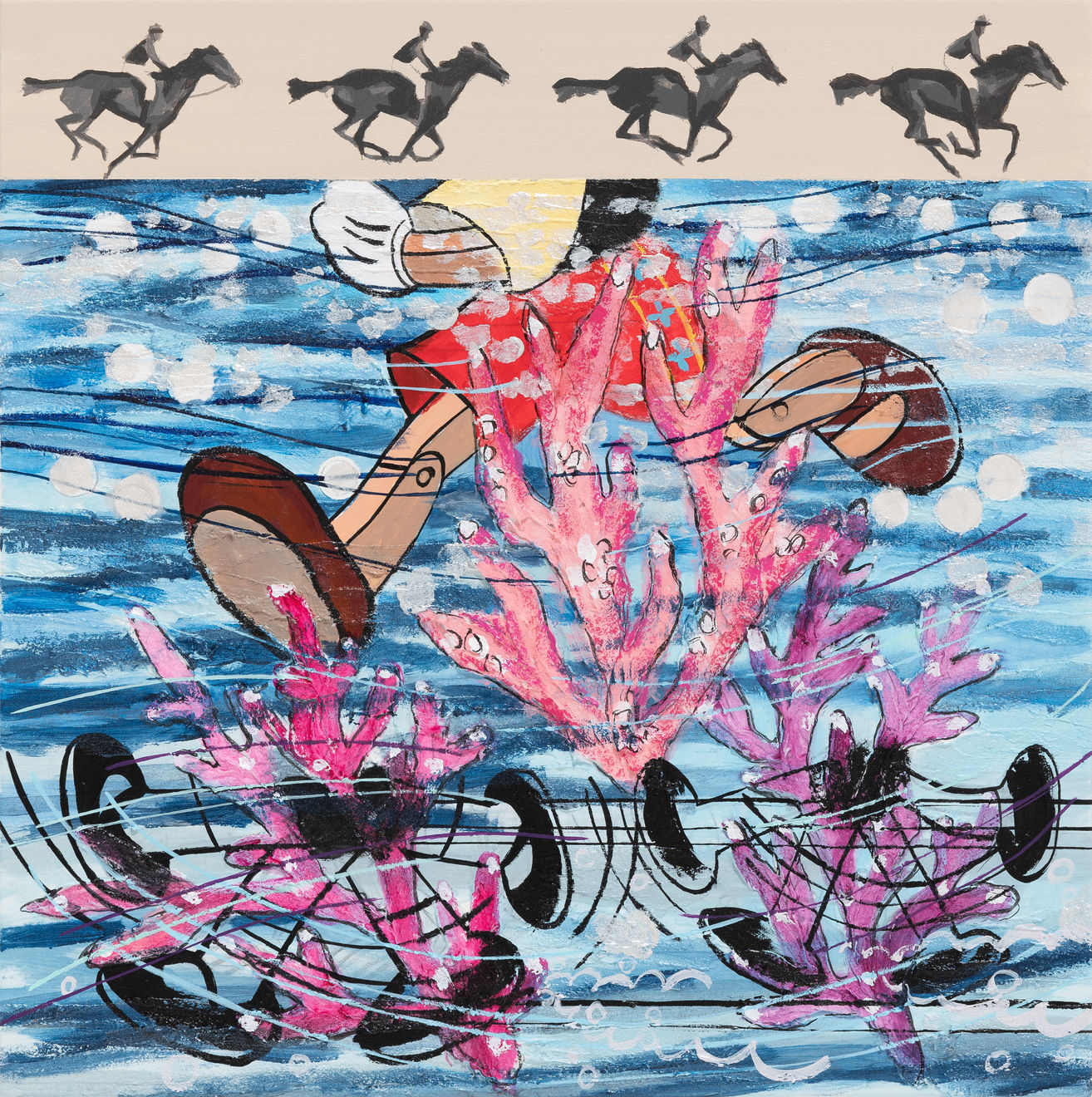 Jung Jin, 드로잉-물위를 걷는 다리6 (러닝메이트), 2024