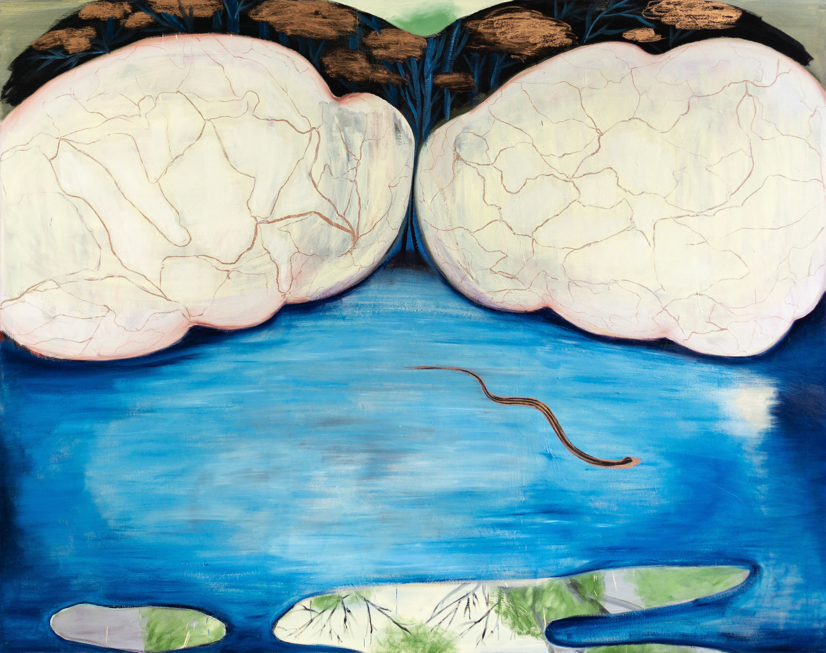 Yi Youjin, Eggs on blue, 2023