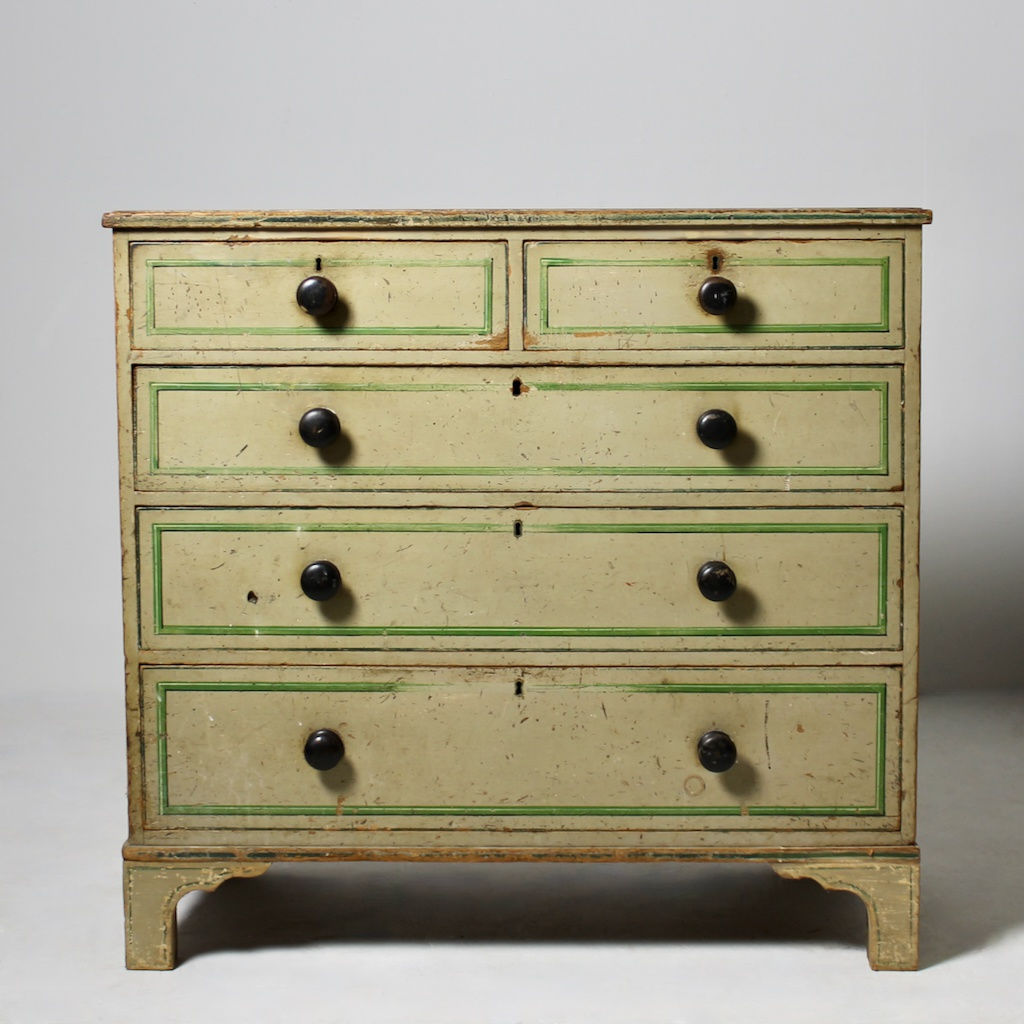 19th Century Original Painted Pine Chest Of Drawers (sold )